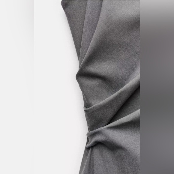 Zara ZW COLLECTION RUCHED DRESS. Khaki. Size S. New with Tags. - Picture 12 of 15